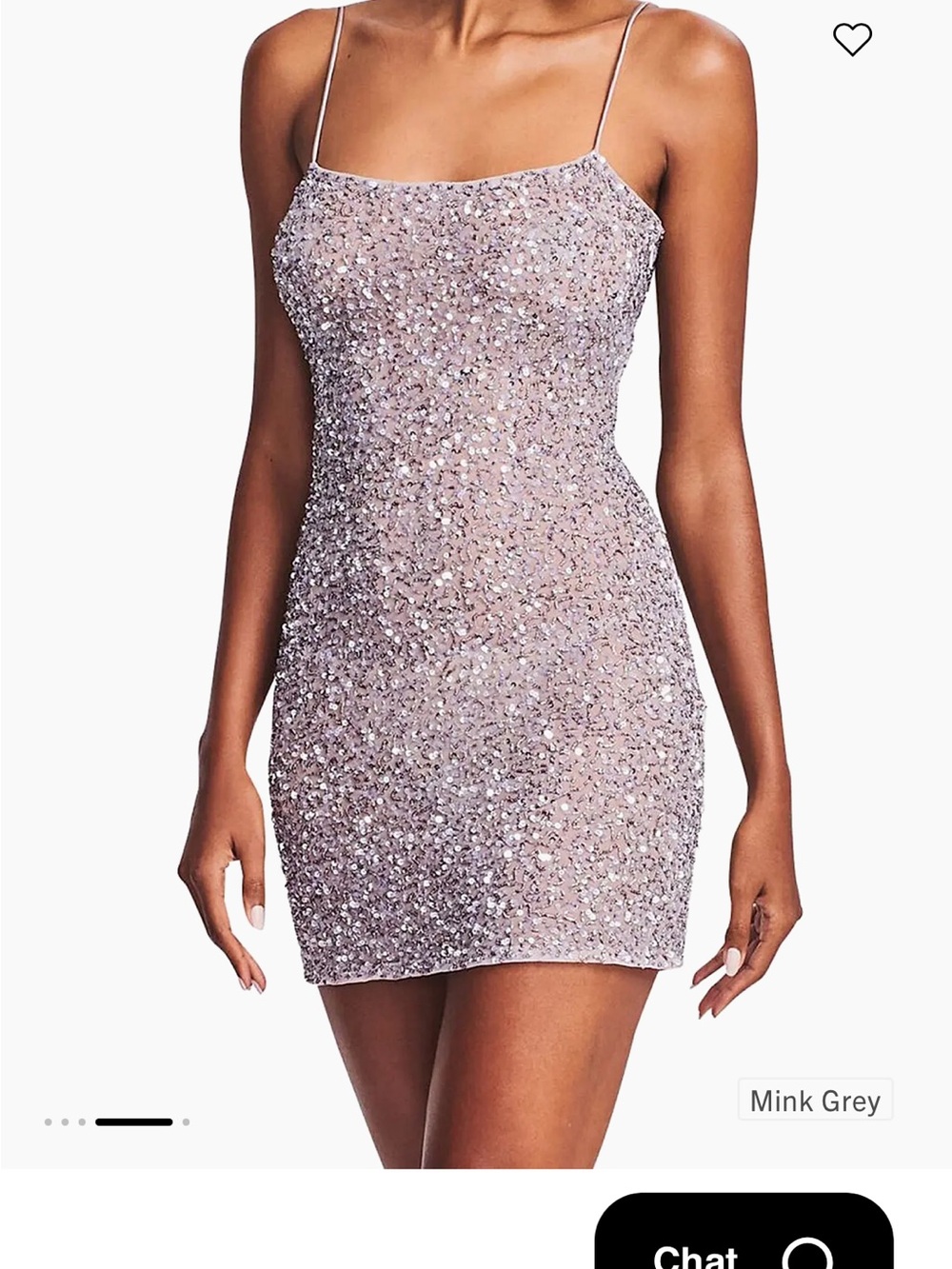 Retrofete Mink Grey Sequin Spaghetti-Strap Mini Dress